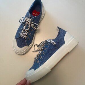 Love Moschino Logo-Embroidered Mesh Sneakers Size 38 Blue